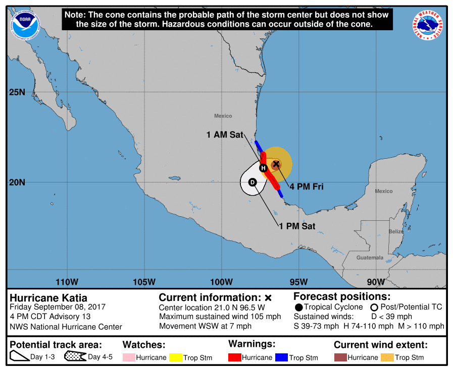 Efectos del huracán Katia comienzan a sentirse en Veracruz - Katia-Foto-de-NOAA