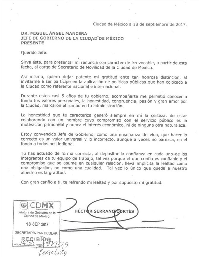 Renuncia Héctor Serrano, secretario de Movilidad de la CDMX - WhatsApp-Image-2017-09-18-at-5.26.57-PM-e1505773663774