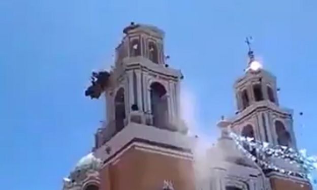 Se derrumba cúpula de iglesia en San Andrés Cholula por sismo Se derrumba cúpula de iglesia en San Andrés Cholula por sismo
