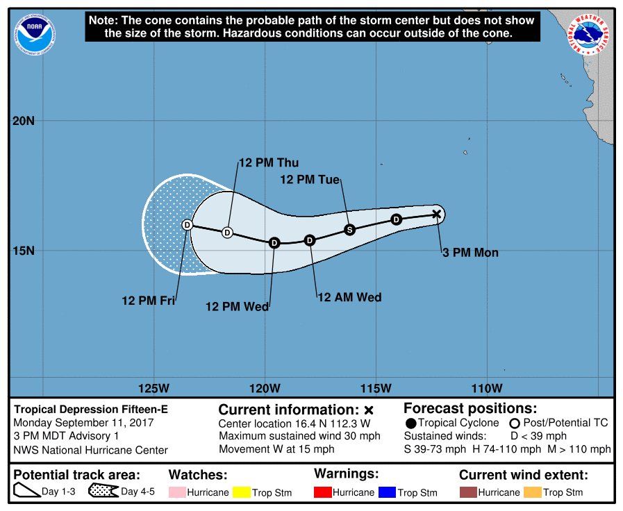 Se forma la depresión tropical 15-E en el Pacífico - depresión-tropical-