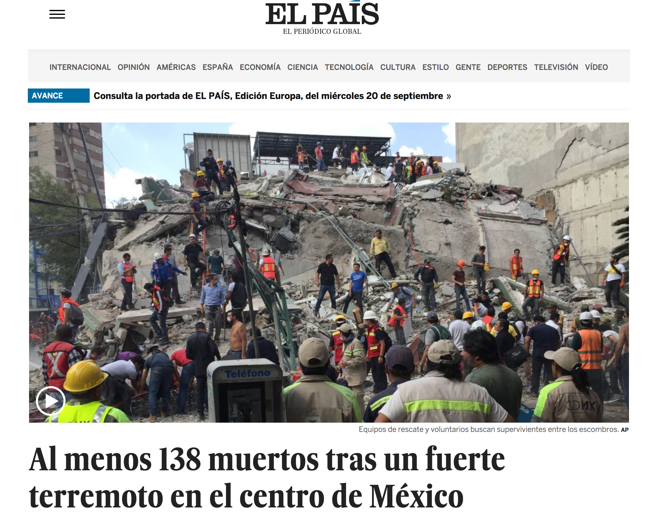 Reacciones en el mundo tras sismo en México - el-pais