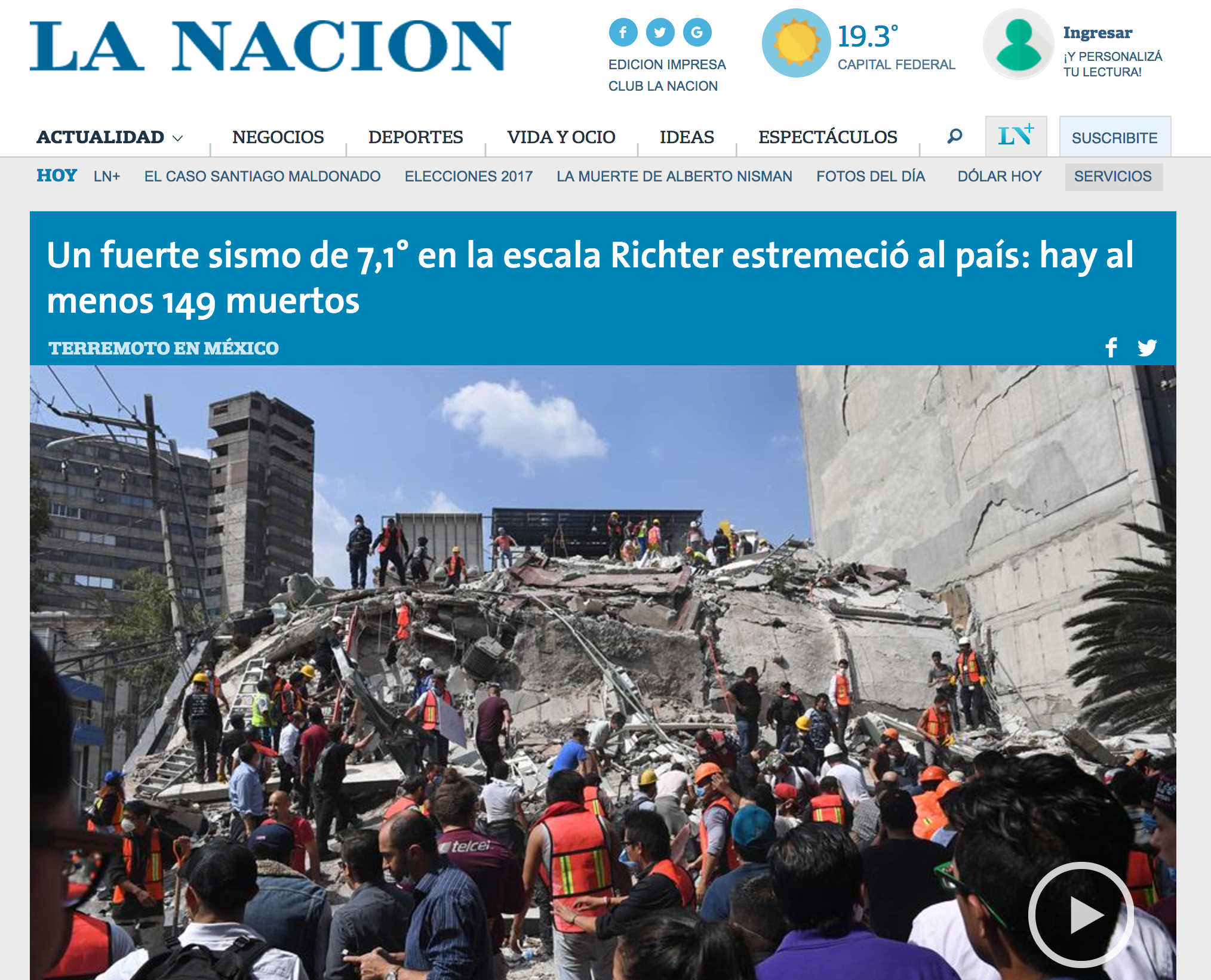 Reacciones en el mundo tras sismo en México - la-nación