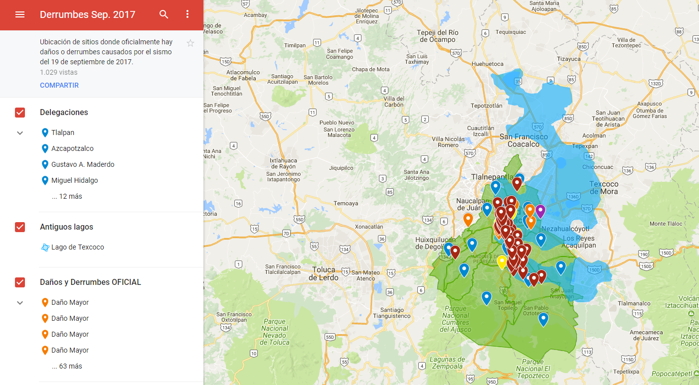 Más riesgo de derrumbe si se vive sobre el viejo lago - mapa