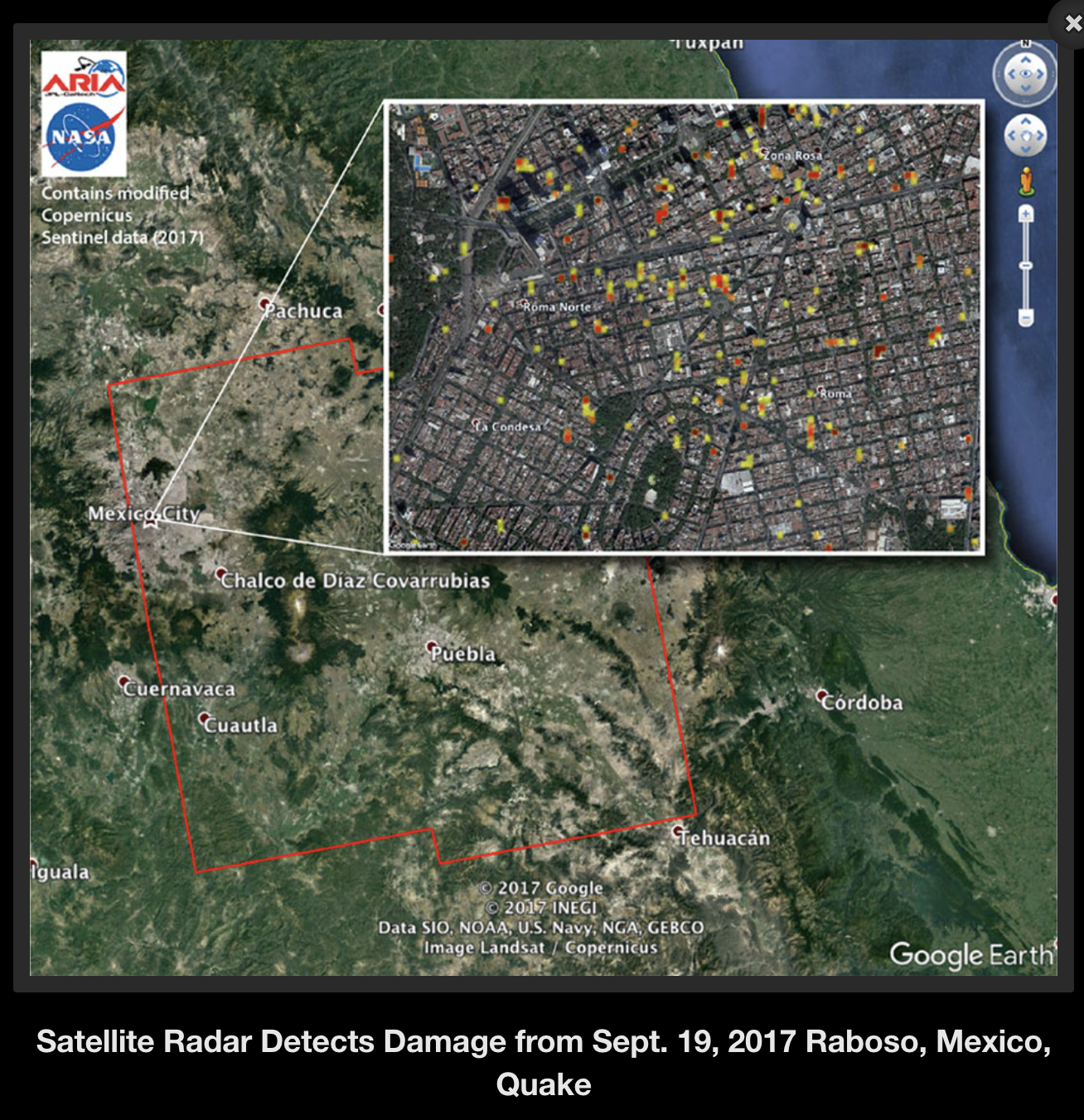 NASA difunde mapa satelital de la CDMX tras sismo - nasa