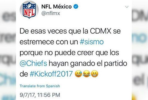 NFL México pide perdón por desafortunado tuit tras sismo - nfl-mexico-sismo