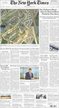 TLC, Malala y Harvey en primeras planas - portadas-1-sept-nyt