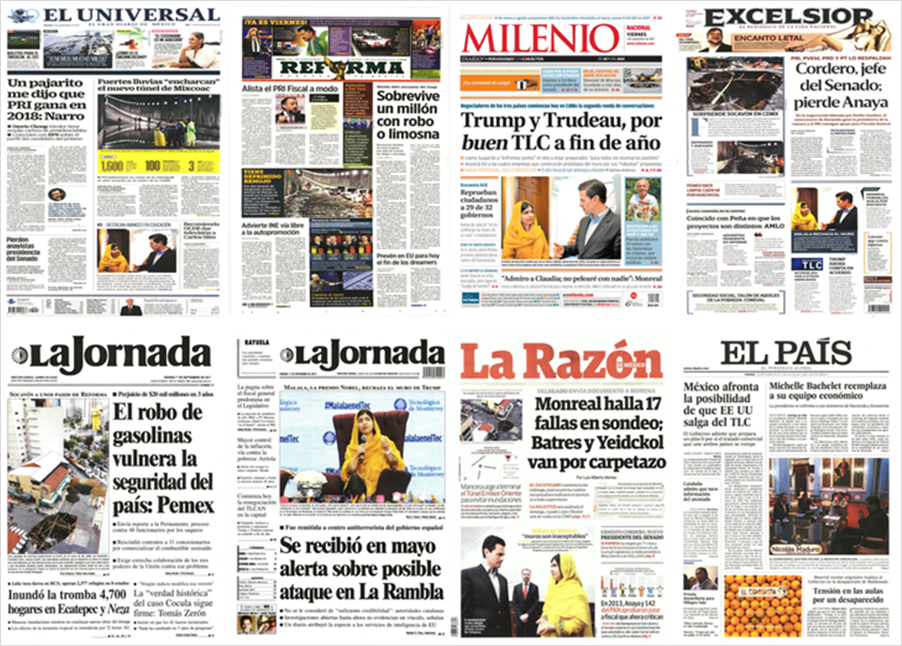 TLC, Malala y Harvey en primeras planas