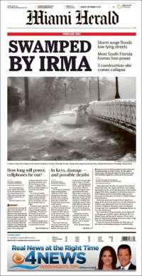 Sismo y huracán Irma en primeras planas del lunes - portadas-11-sept-miami-h