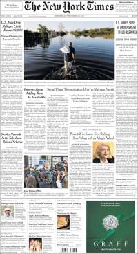 Paso Express y huracán Irma en primeras planas - portadas-13-sept-nyt