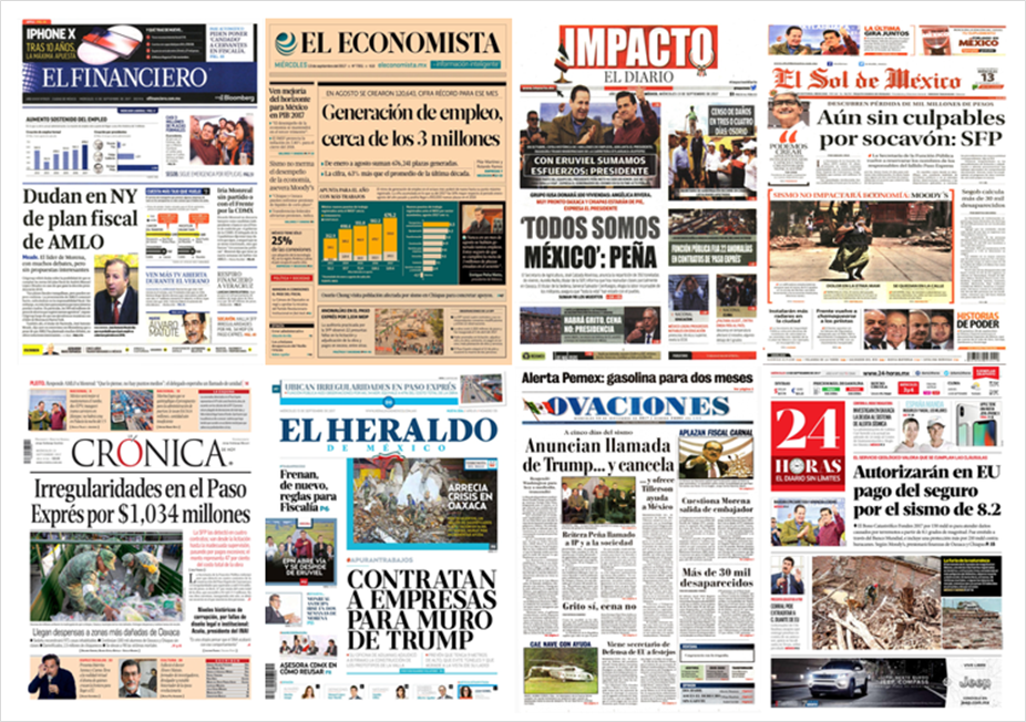 Paso Express y huracán Irma en primeras planas - portadas-13-sept1