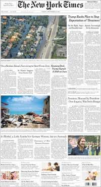 TLC, Irma y Trump en primeras planas - portadas-15-sept-nyt