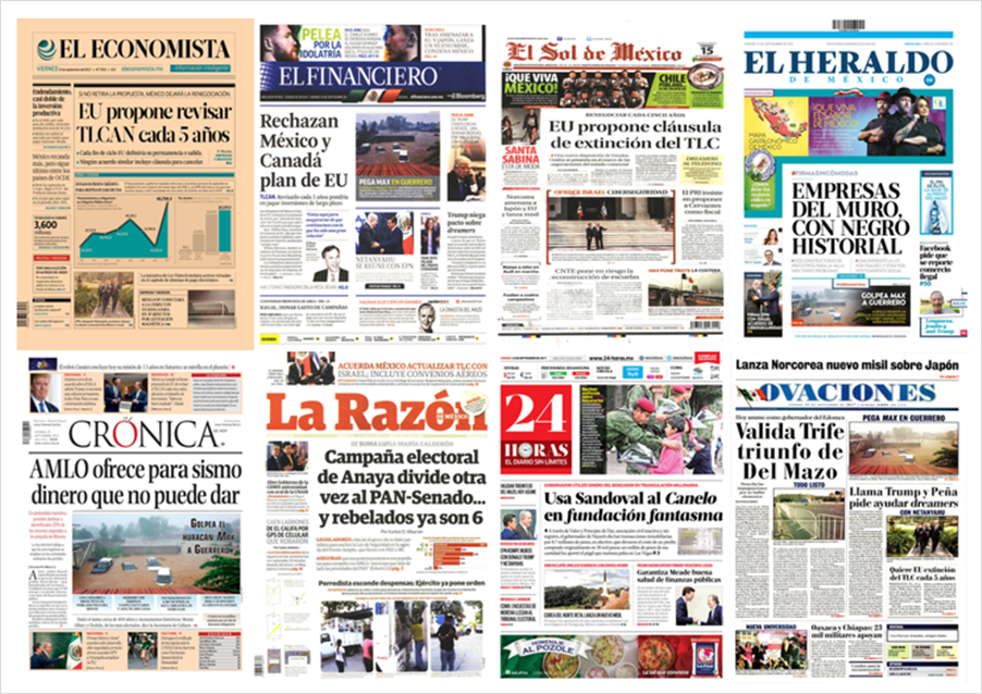 TLC, Irma y Trump en primeras planas - portadas-15-sept1