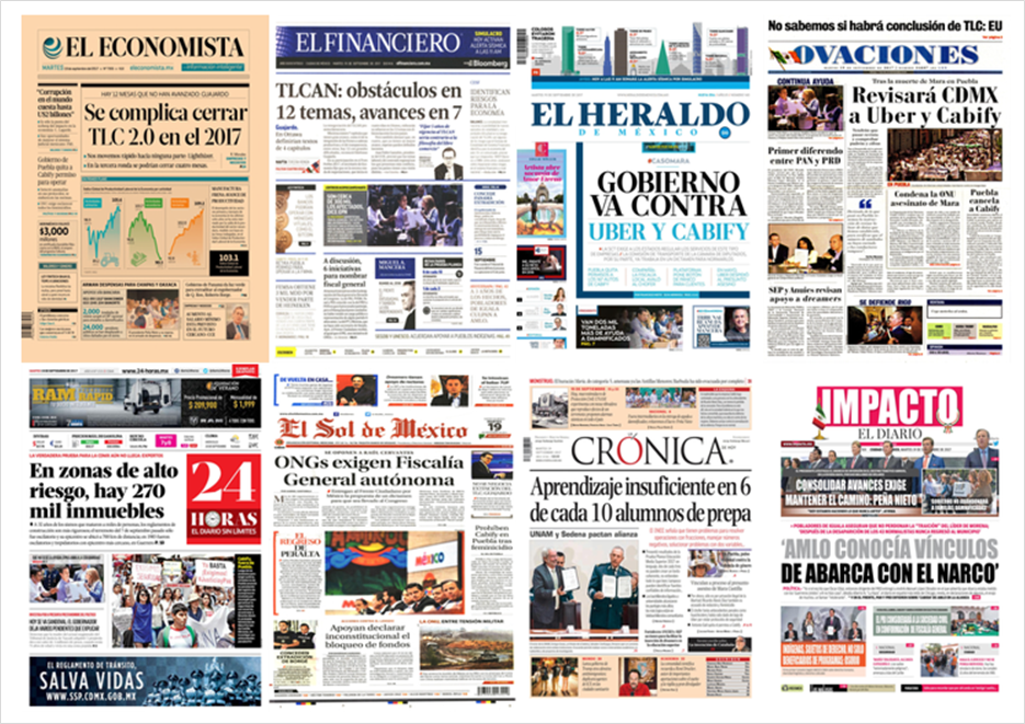 Uber, Cabify, TLC y Trump en primeras planas - portadas-19-sept1