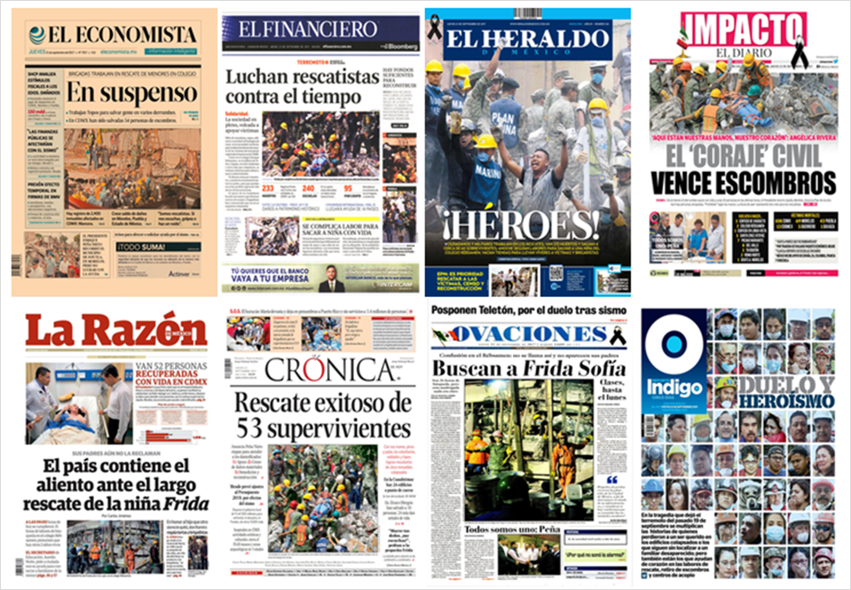 Sismo vuelva a acaparar las primeras planas de México y el mundo - portadas-21-sept1