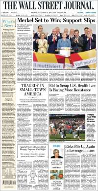 Regreso a clases, Merkel y Trump en primeras planas - portadas-25-sept-twsj