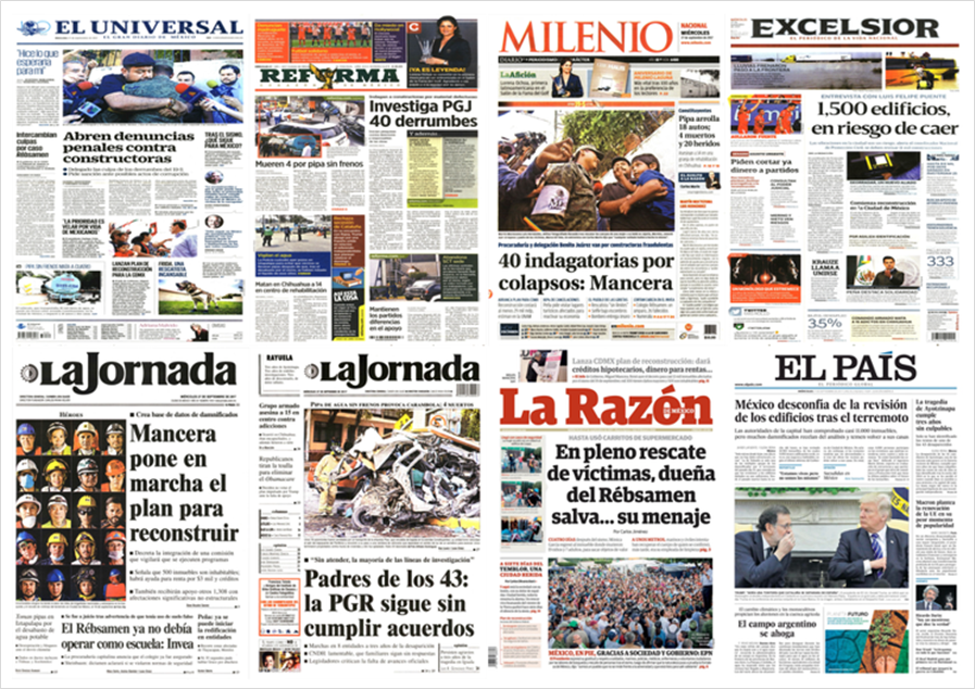 Sismo y Puerto Rico en primeras planas del miércoles