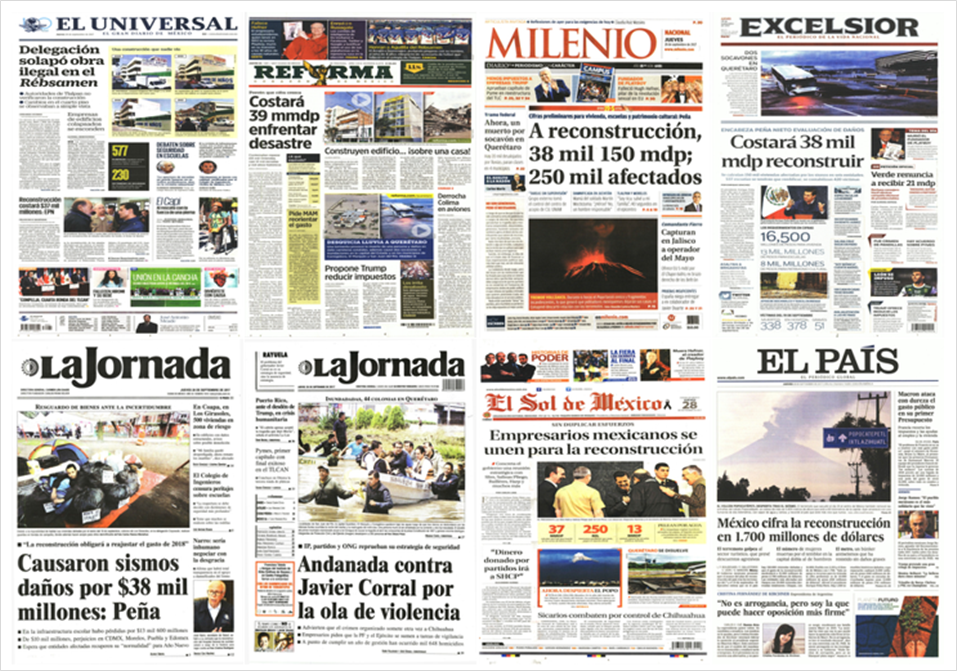 EPN, sismo y Trump en primeras planas