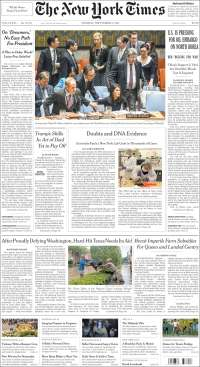 Cámara de Diputados y programa DACA en primeras planas - portadas-5-sept-nyt