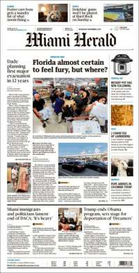 DACA, Senado y Trump en primeras planas - portadas-6-sept-miami