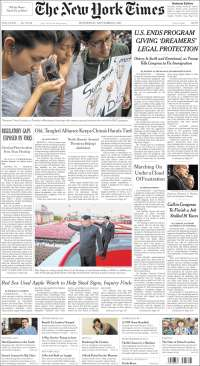 DACA, Senado y Trump en primeras planas - portadas-6-sept-nyt