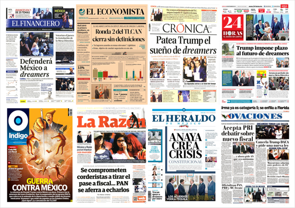 DACA, Senado y Trump en primeras planas - portadas-6-sept1