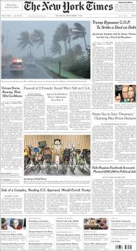 DACA y huracán Irma en primeras planas - portadas-7-sept-nyt