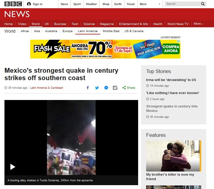 Medios internacionales destacan sismo en México - reacciones-sismo-bbc