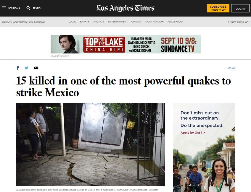 Medios internacionales destacan sismo en México - reacciones-sismo-latimes