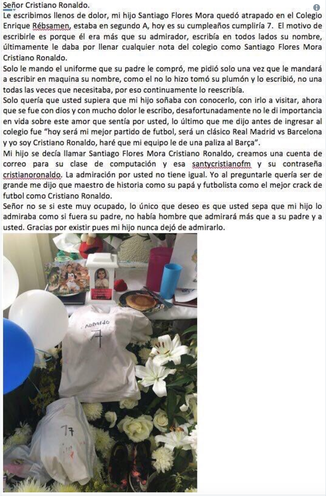 Santiago Flores, el fan número 1 de Cristiano Ronaldo - santi-carta