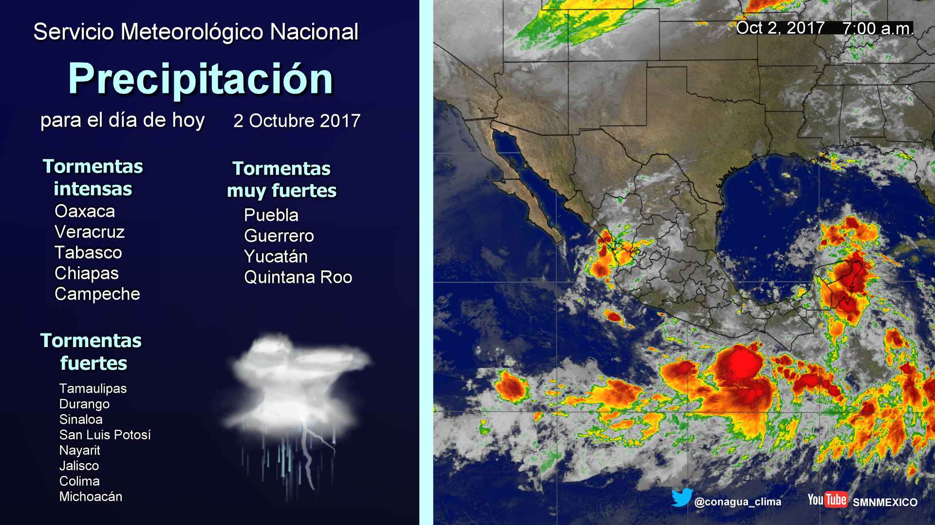 Continuarán las tormentas en el occidente, centro y sur de México - 0210