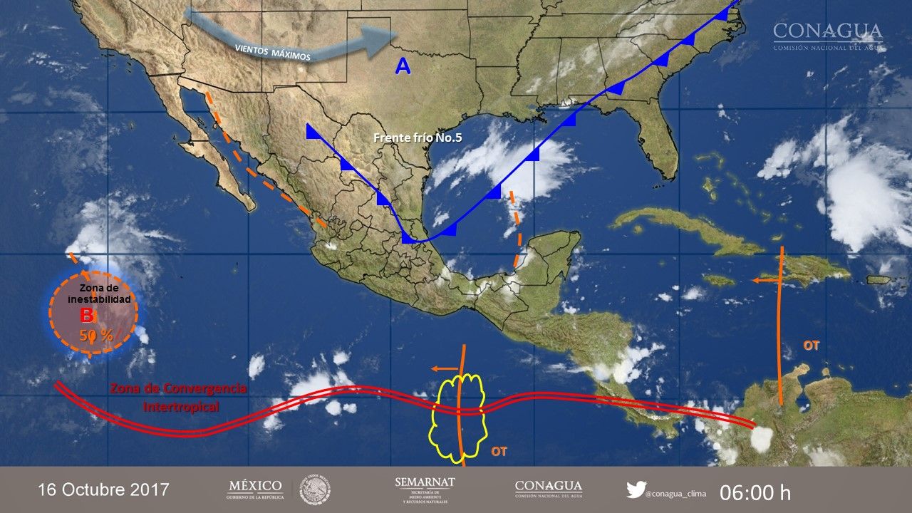 Frente frío 5 provocará descenso de temperaturas en gran parte del país - 1610-3