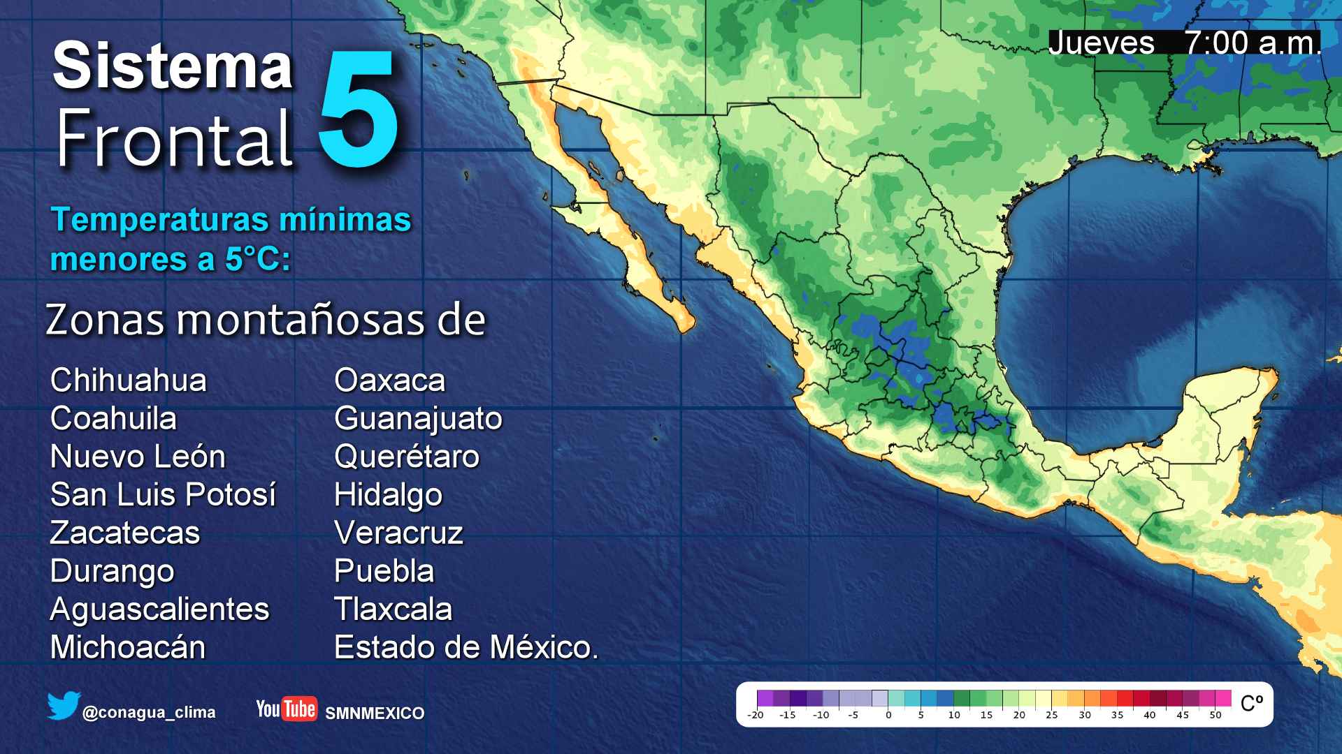 Prevalecerán las bajas temperaturas en gran parte del país - 1910
