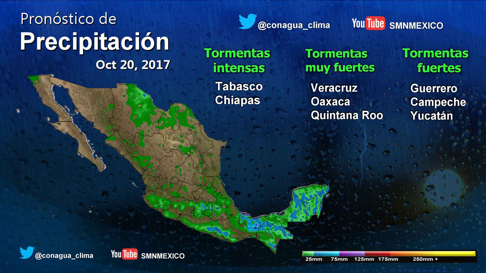 Tormentas intensas afectarán el sur y sureste del país - 2010