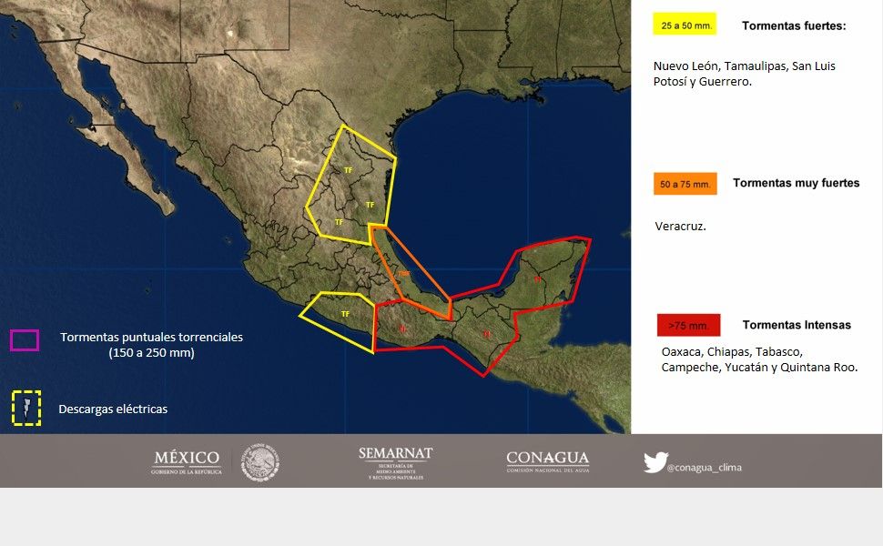 Tormentas afectarán varios estados del país - 2310-2