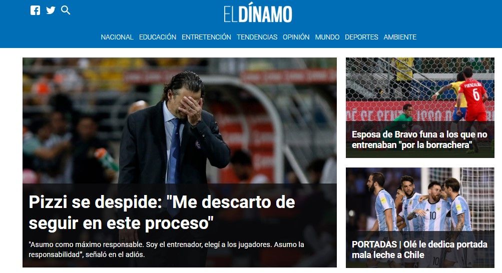 Eliminación de La Roja en las portadas de medios chilenos - Chile-Portada-El-Dínamo