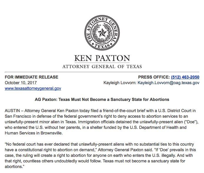 Procurador de Texas pide que mujeres indocumentadas no puedan abortar - Comunicado-Texas-Aborto