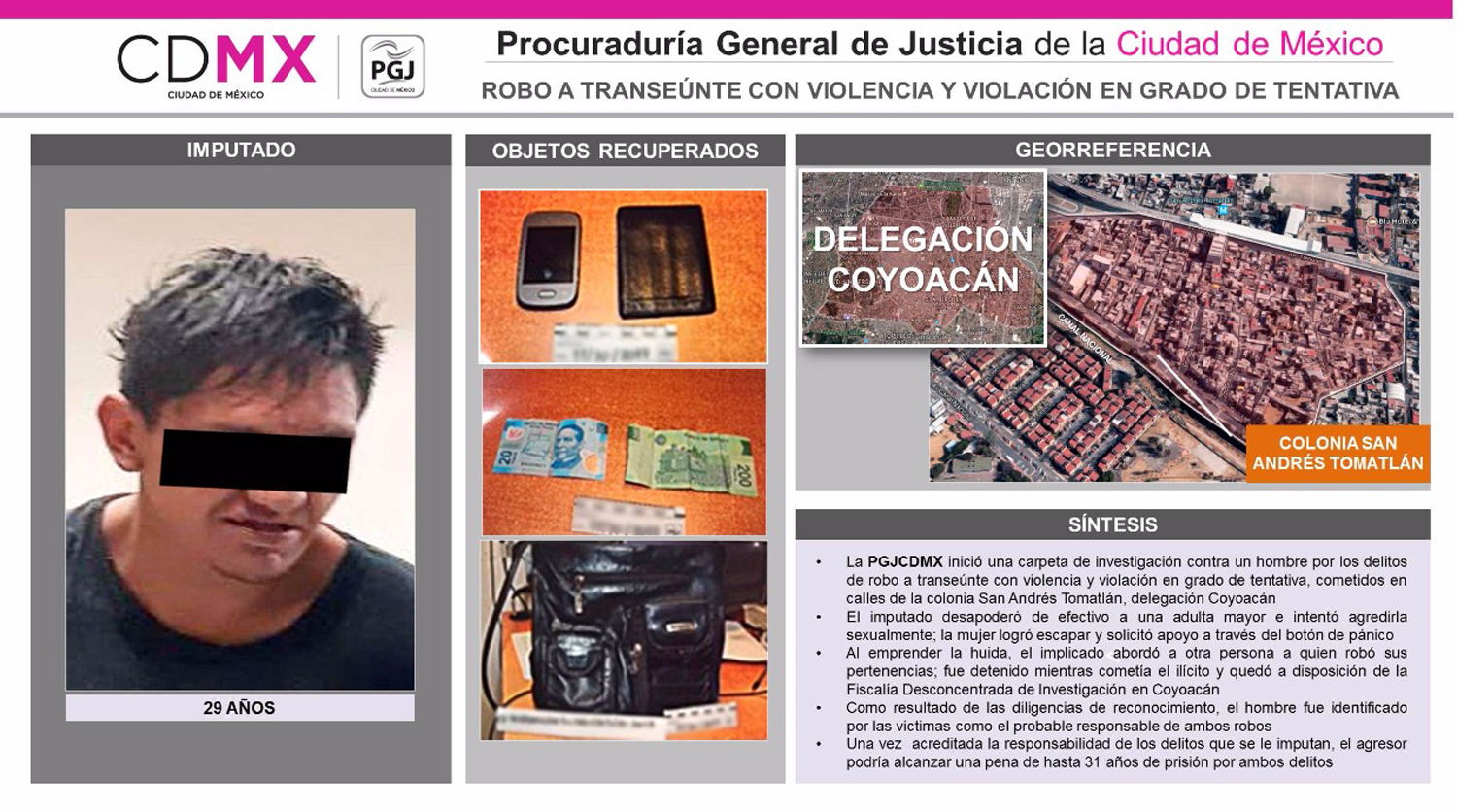 Vinculan a proceso a hombre por robo e intento de violación en Coyoacán - Coyoacán-detienen-a-hombre-robar