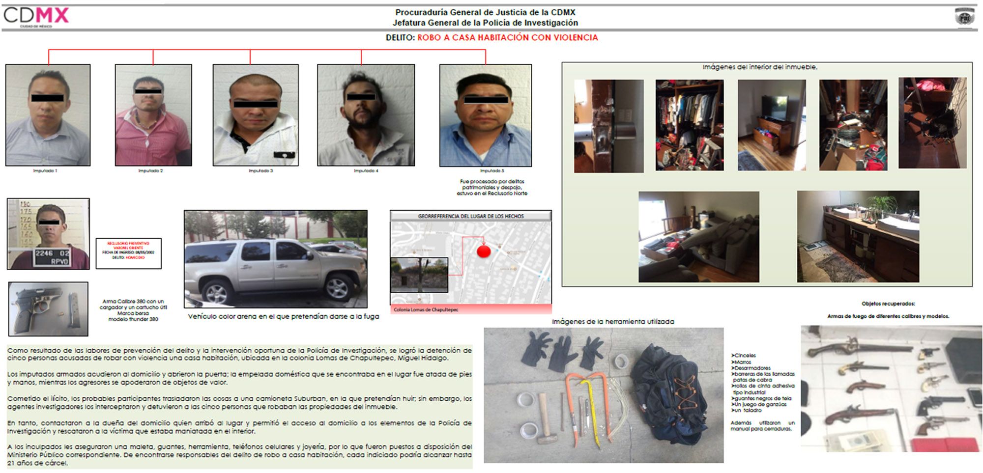 Dictan prisión preventiva a cinco por robo a casa habitación - MAMPARA-CASA-HABITACIÓN