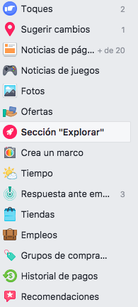 Facebook lanza función para 'explorar' publicaciones - barra-laterak