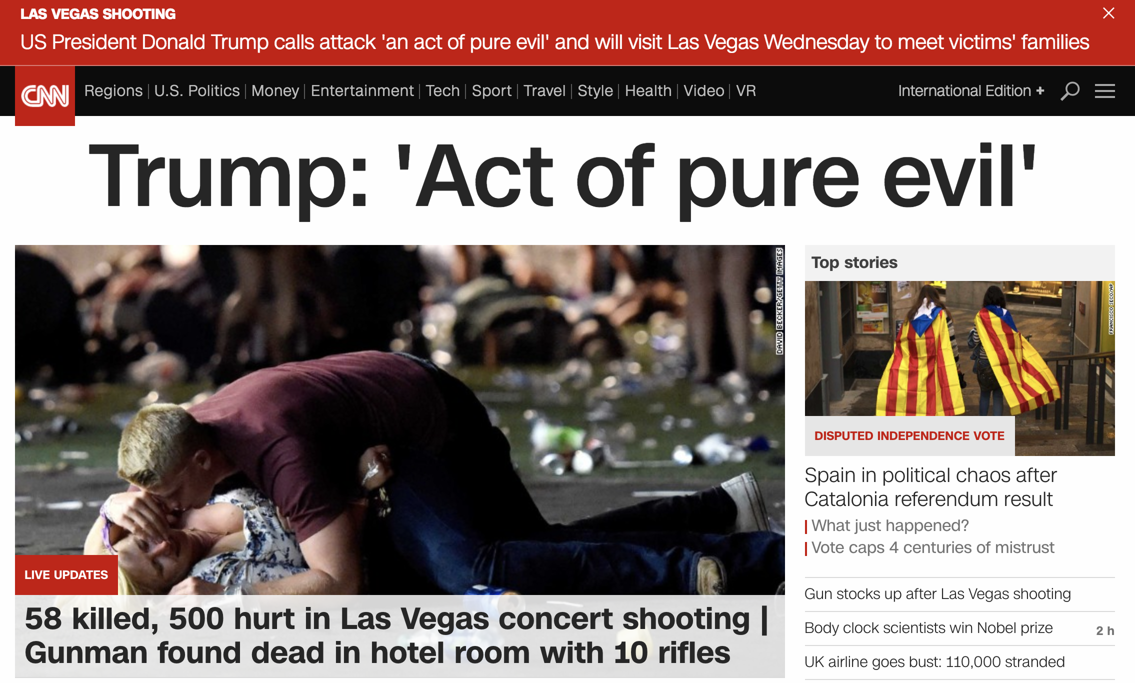 La reacción de los medios en el mundo por el ataque en Las Vegas - cnn
