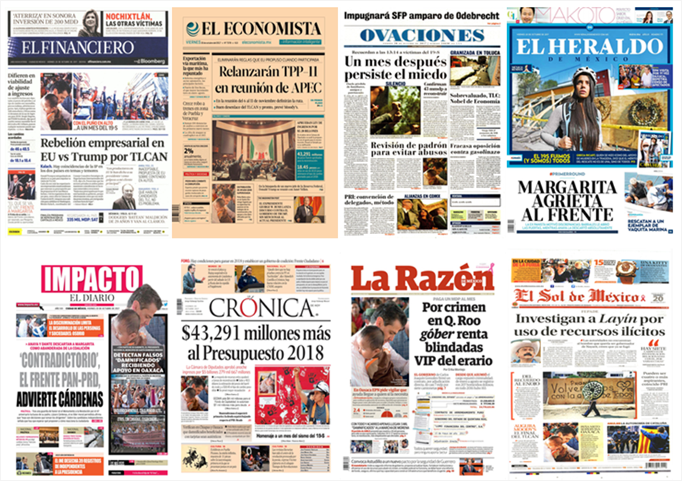 Sismo y TLC en las primeras planas del viernes