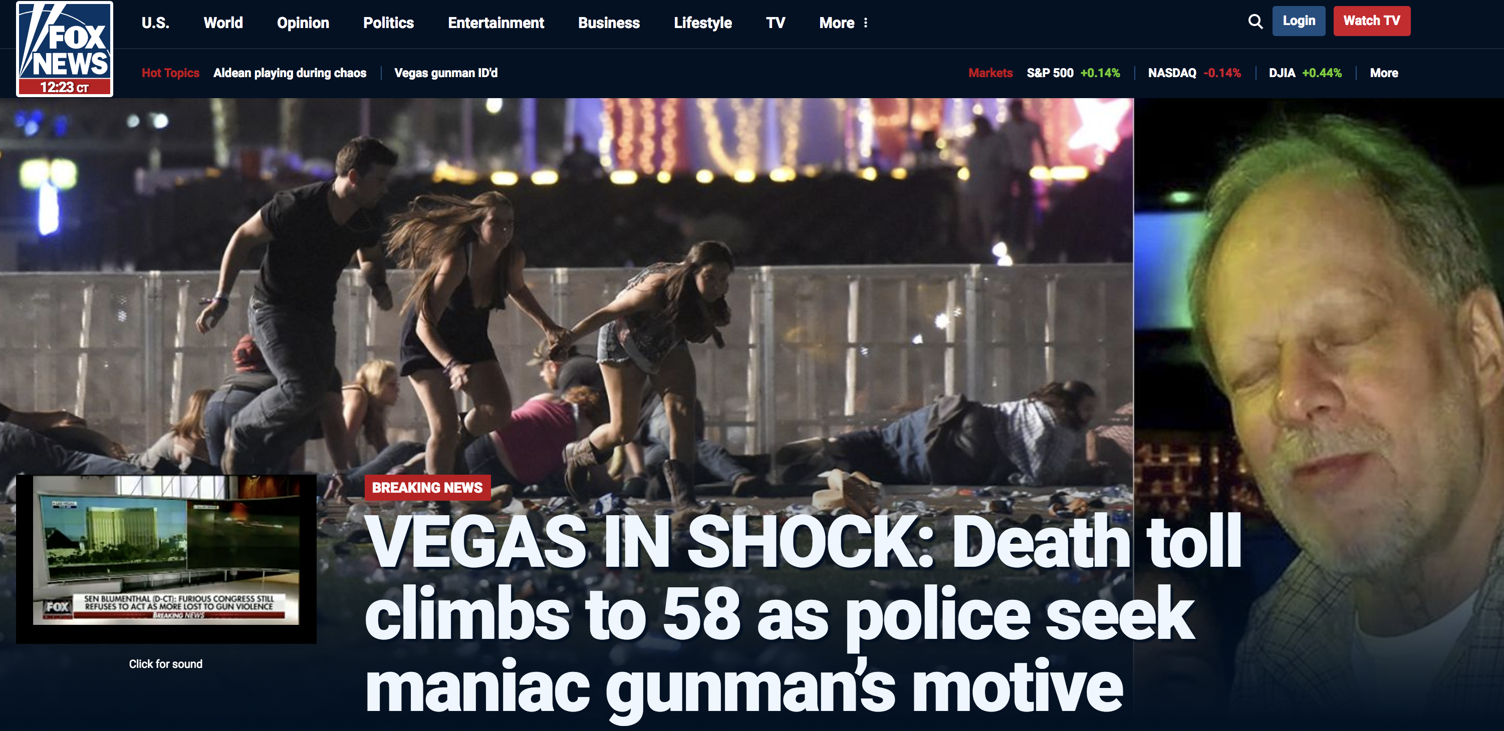 La reacción de los medios en el mundo por el ataque en Las Vegas - fox