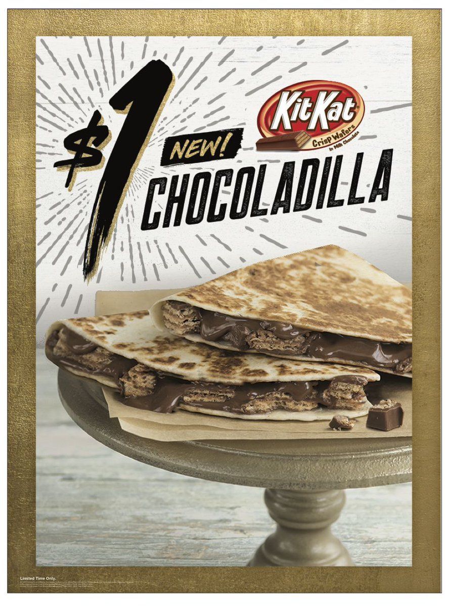 Taco Bell lanza la "Chocoladilla", una tortilla con chocolate derretido - kit-kat-chocoladilla