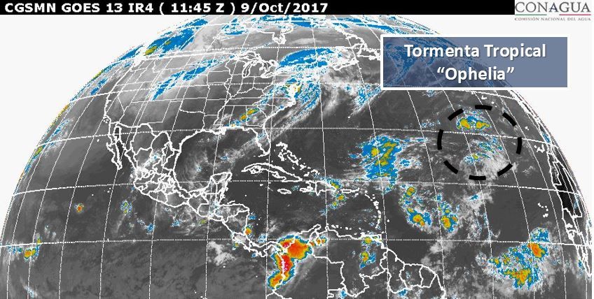 Ophelia podría convertirse en huracán el jueves - ophelia-smn