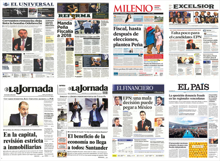 Peña Nieto y la PGR en las portadas del martes