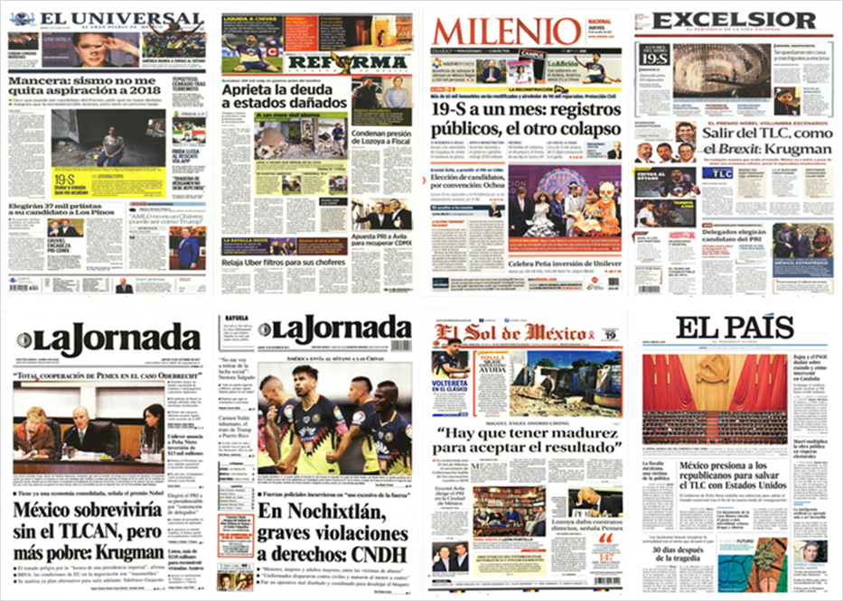 Reconstrucción, TLC y Nochixtlán en las portadas del jueves