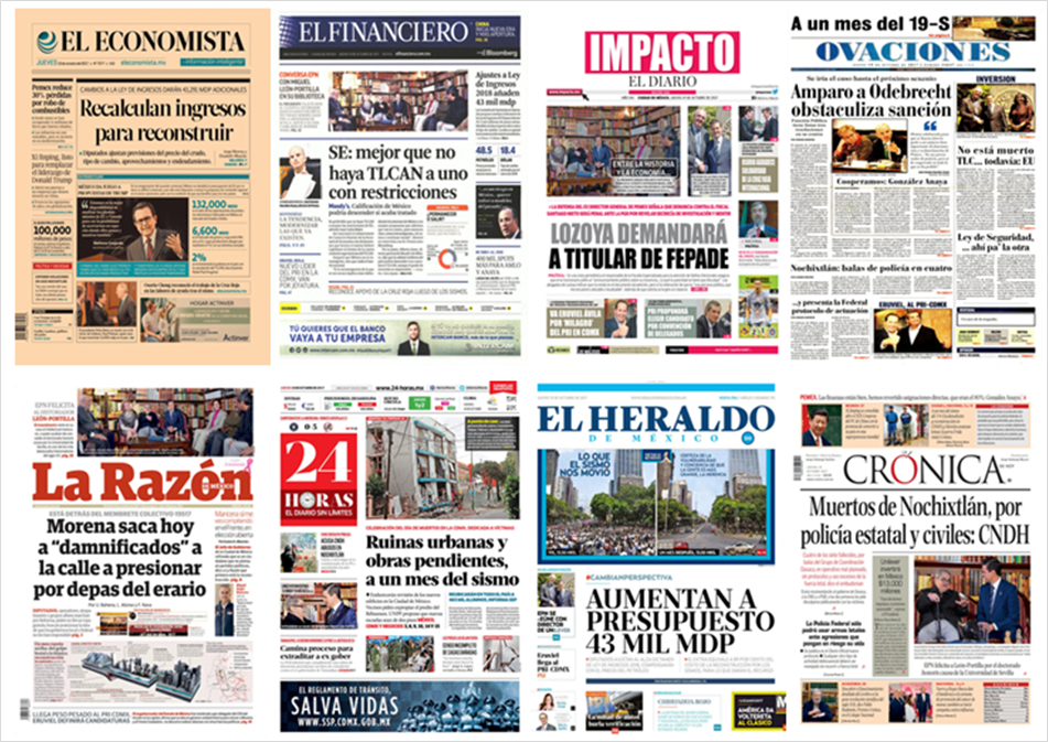 Reconstrucción, TLC y Nochixtlán en las portadas del jueves - periodicos-2q