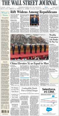 Senado, Santiago Nieto y Xi Jinping en primeras planas - portadas-25-oct-twsj