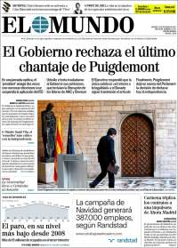 Ley de Ingresos, Televisa y Cataluña en primeras planas - portadas-27-oct-elmundo