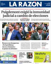 Ley de Ingresos, Televisa y Cataluña en primeras planas - portadas-27-oct-larazon